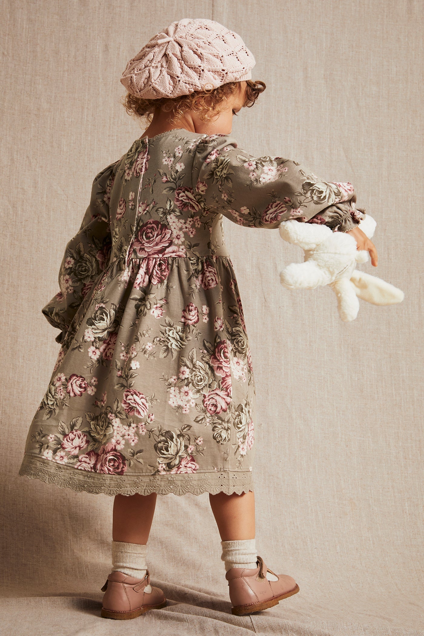 Kids brown floral jersey dress