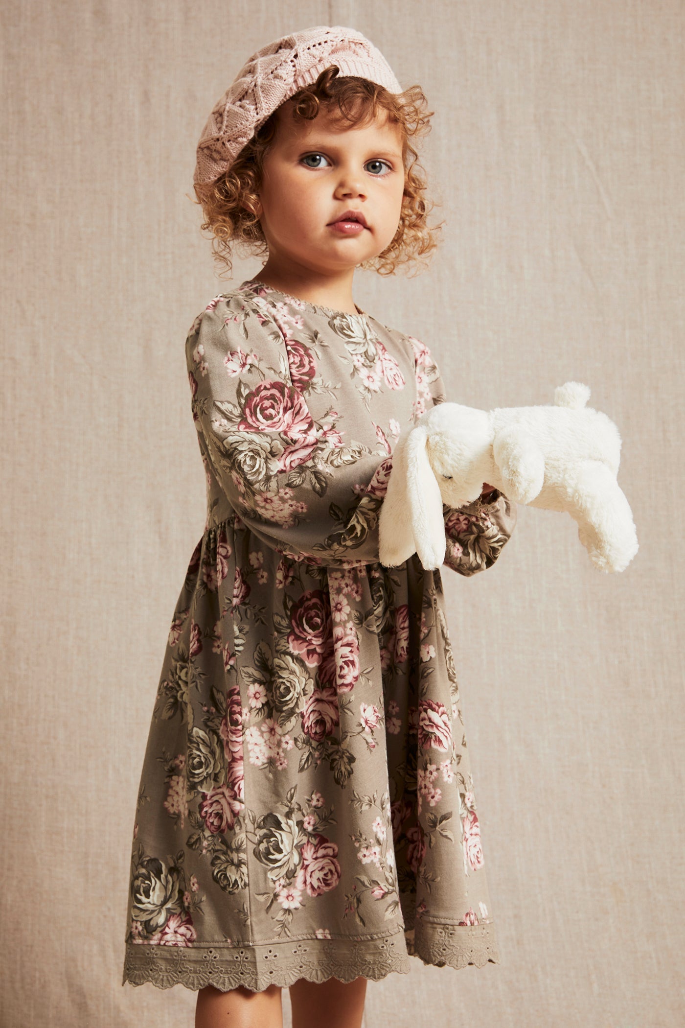 Kids brown floral jersey dress