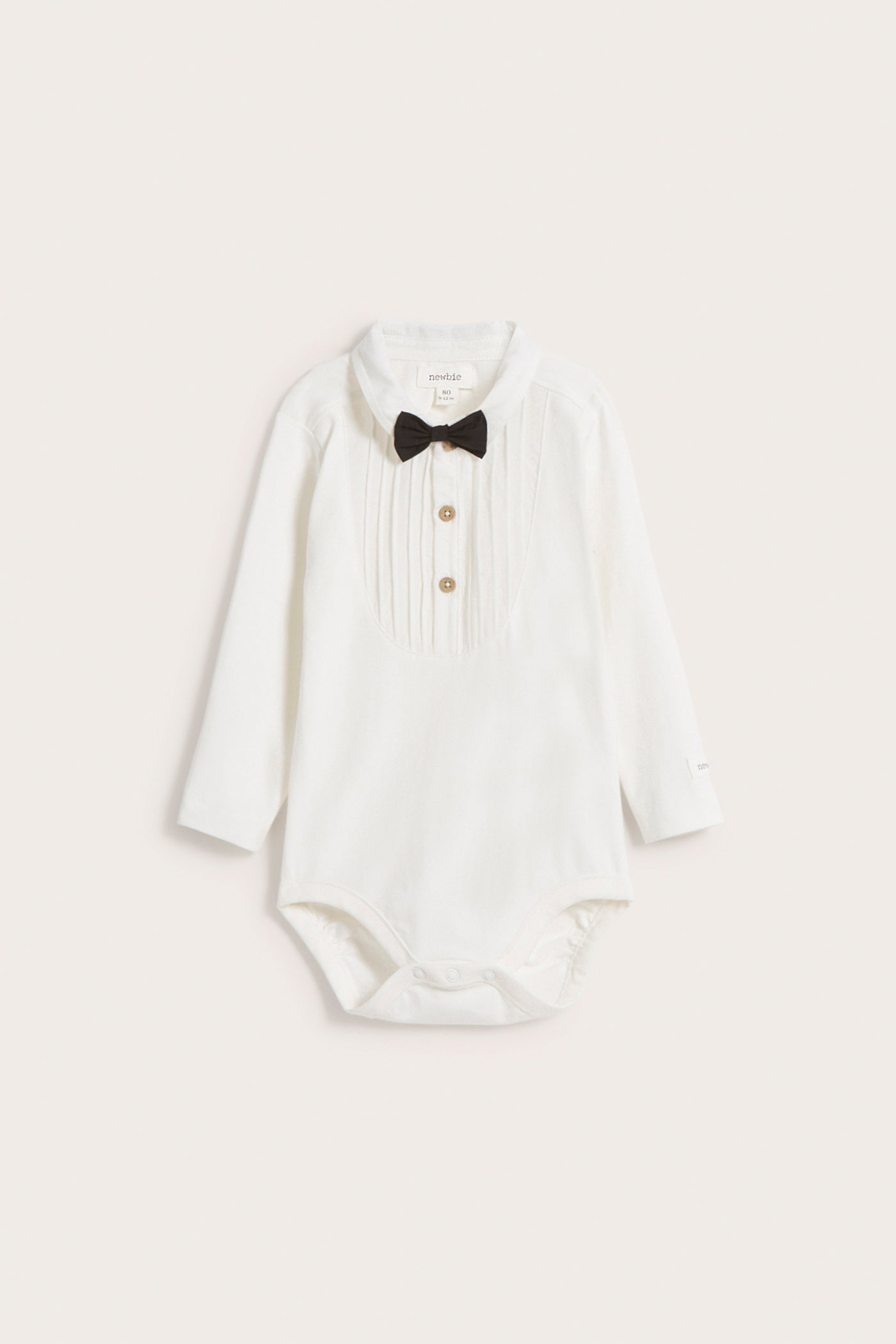 Baby white tuxedo bow tie bodysuit