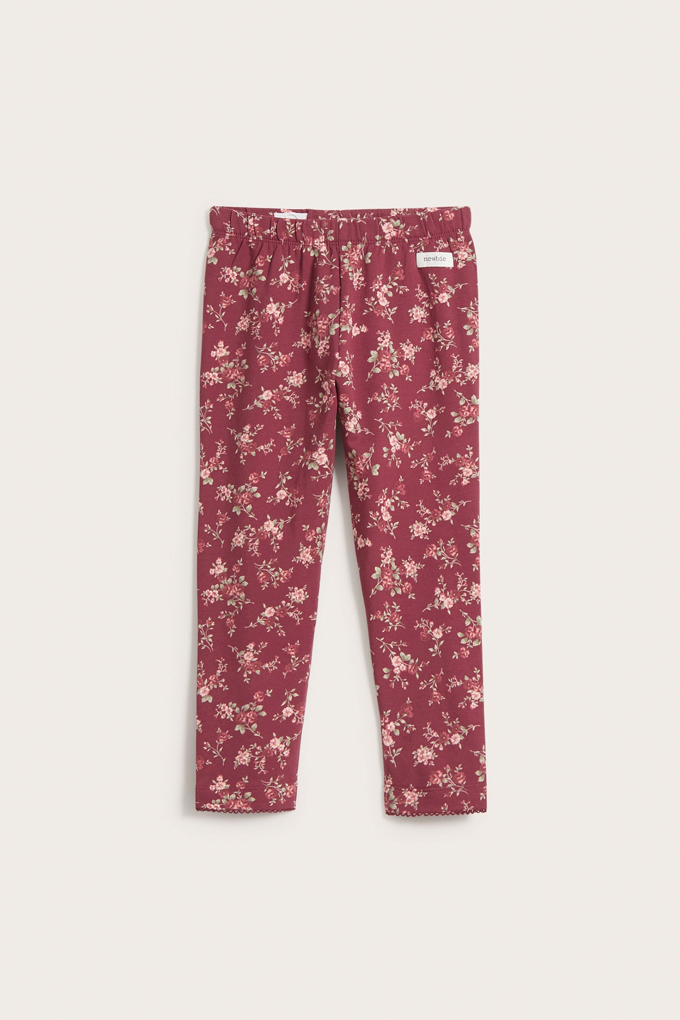 Kids red floral jersey leggings