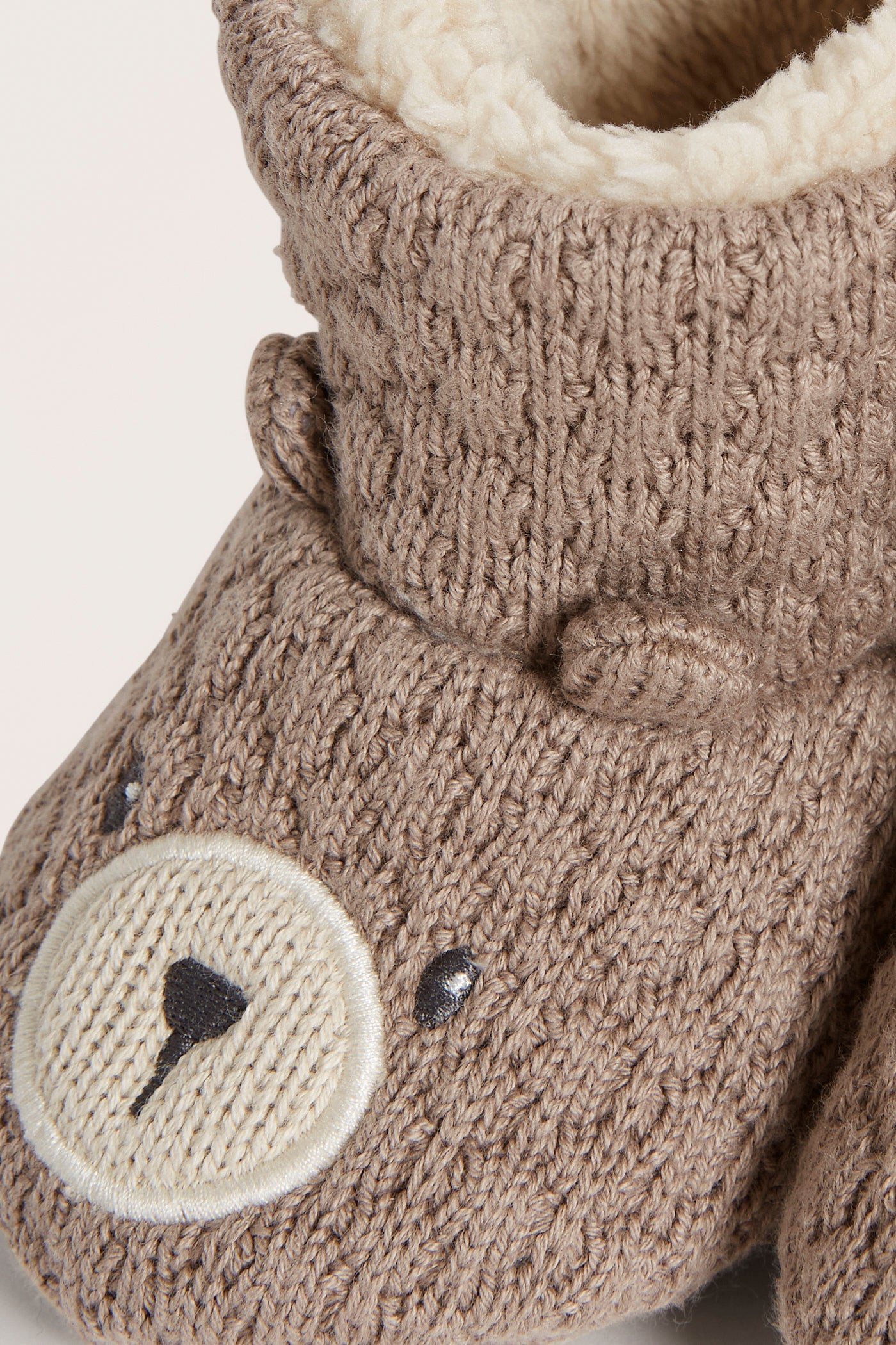 Baby brown bear face booties