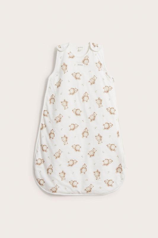 Baby white teddy bear patterned sleeping bag