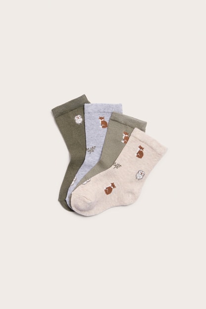 Baby multi animal patterned socks 4-pack