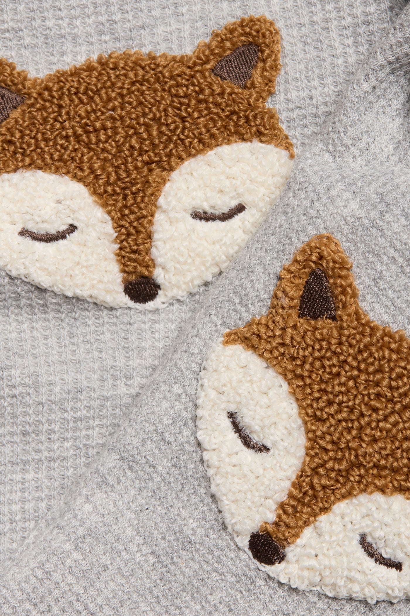 Baby grey waffle-knit fox leggings