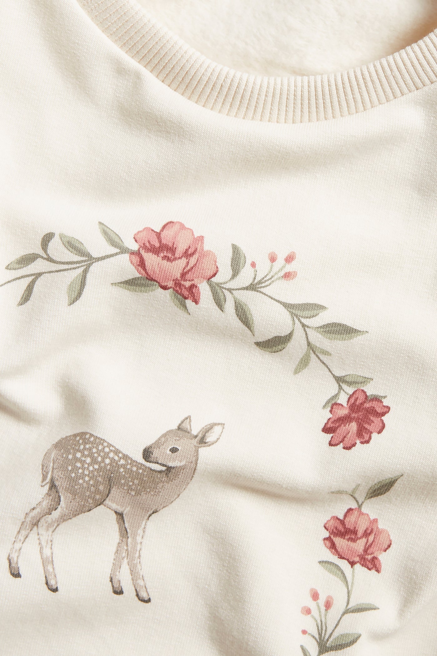 Kids beige floral & deer sweatshirt