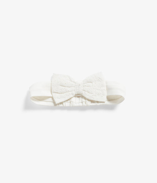 Baby white headband with lace bow