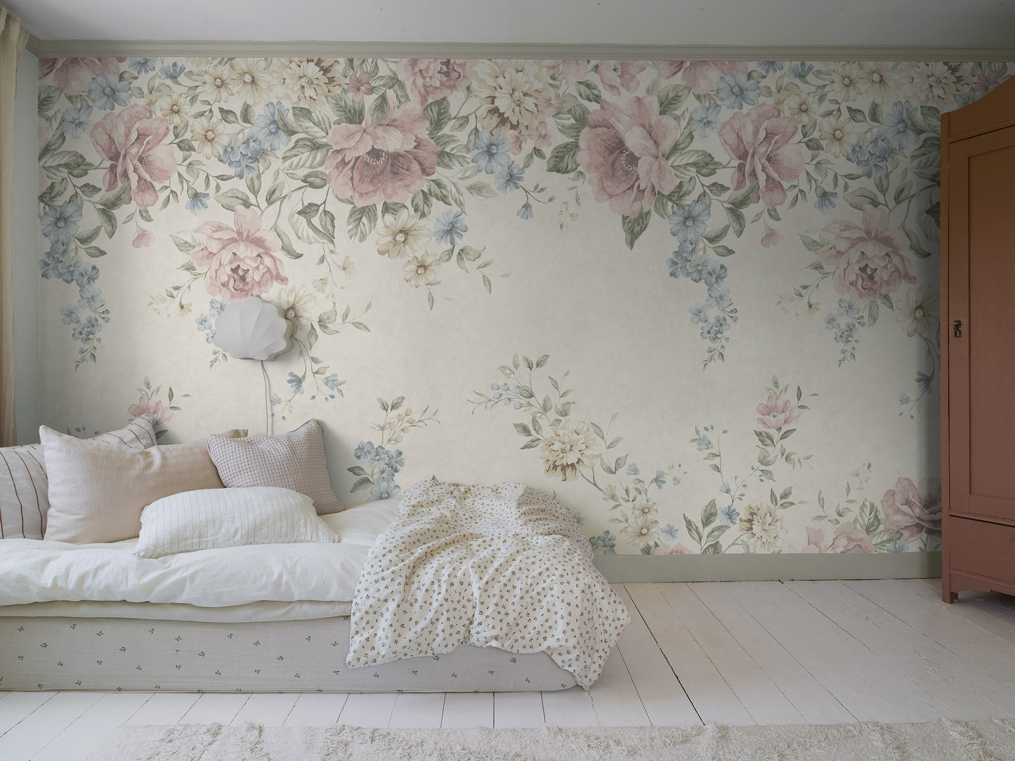 Flower Garden Mural beige wallpaper