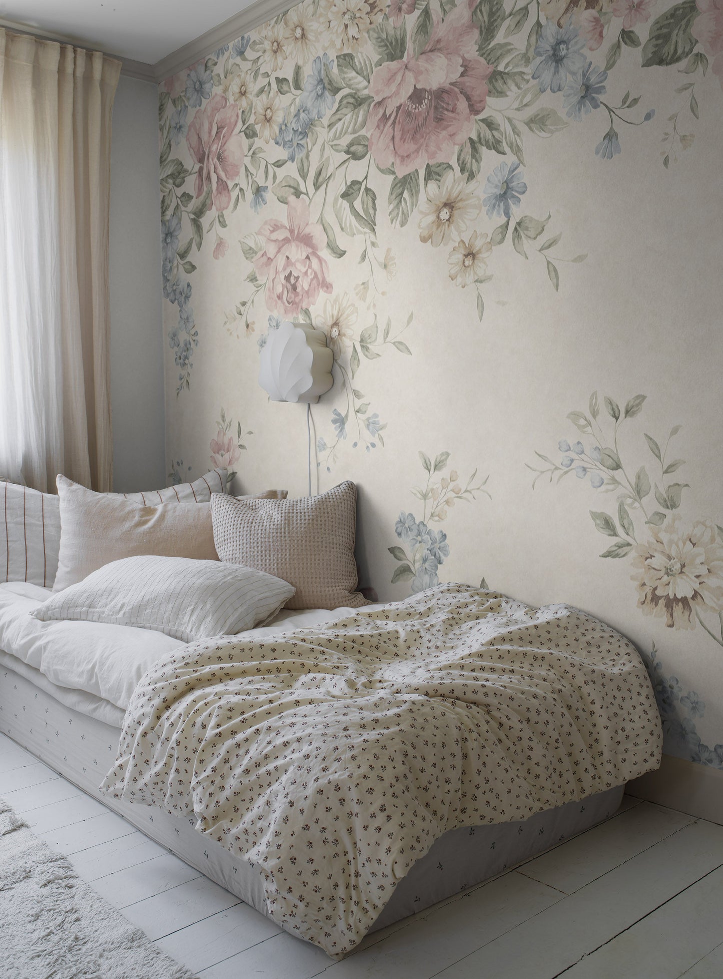 Flower Garden Mural beige wallpaper