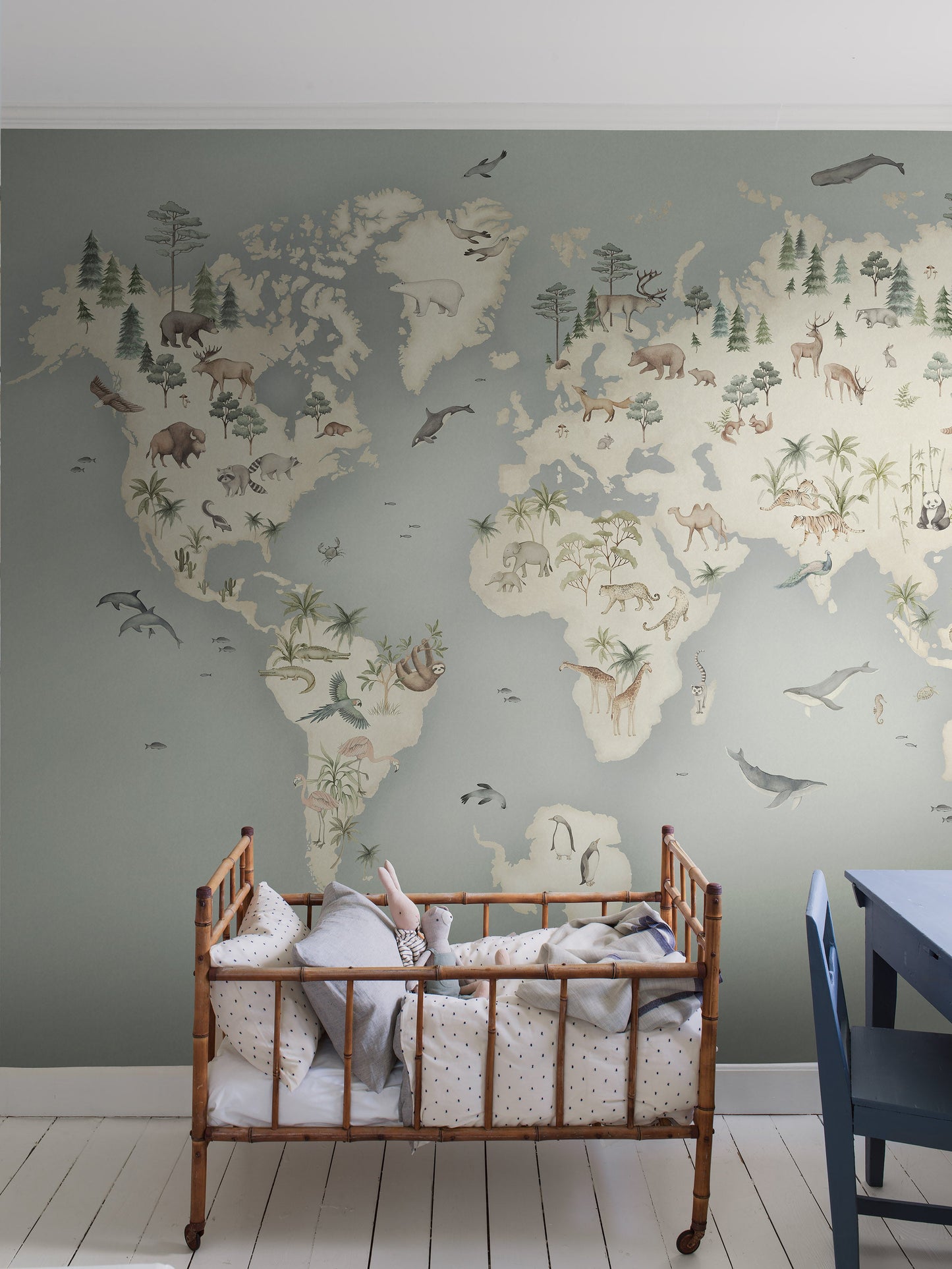 Little Explorer Mural blue wallpaper