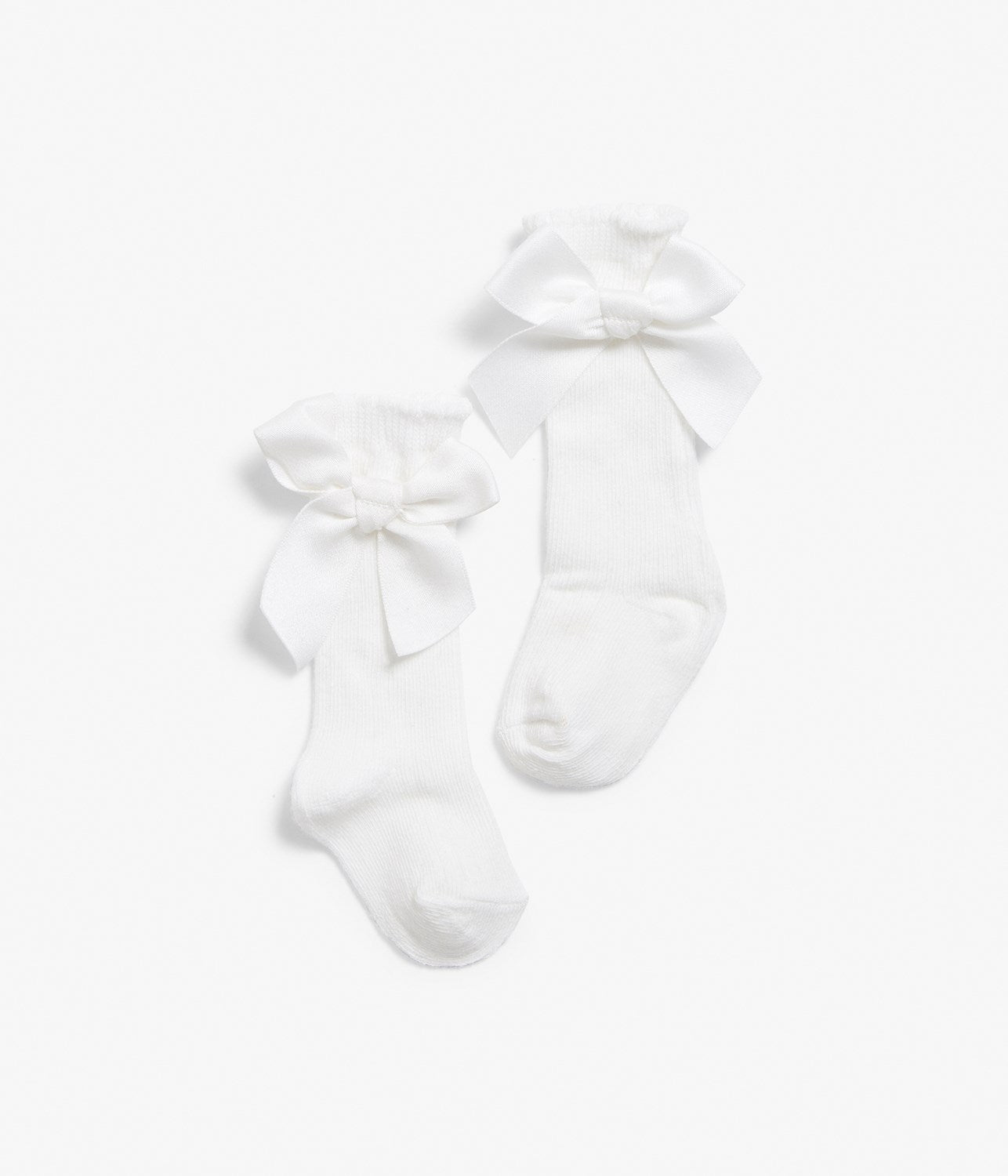 Baby white knee-high bow socks