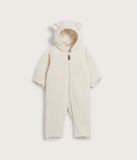 Baby white teddy coverall