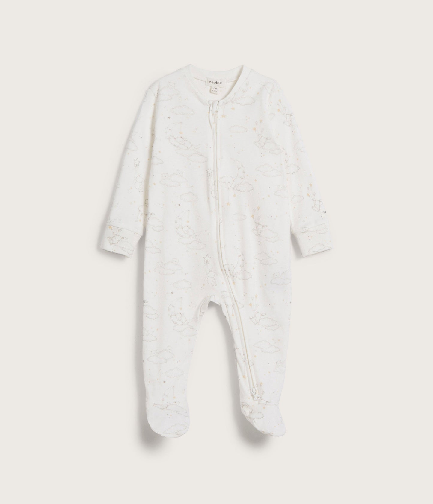 Baby white animal 2-way zip pajamas