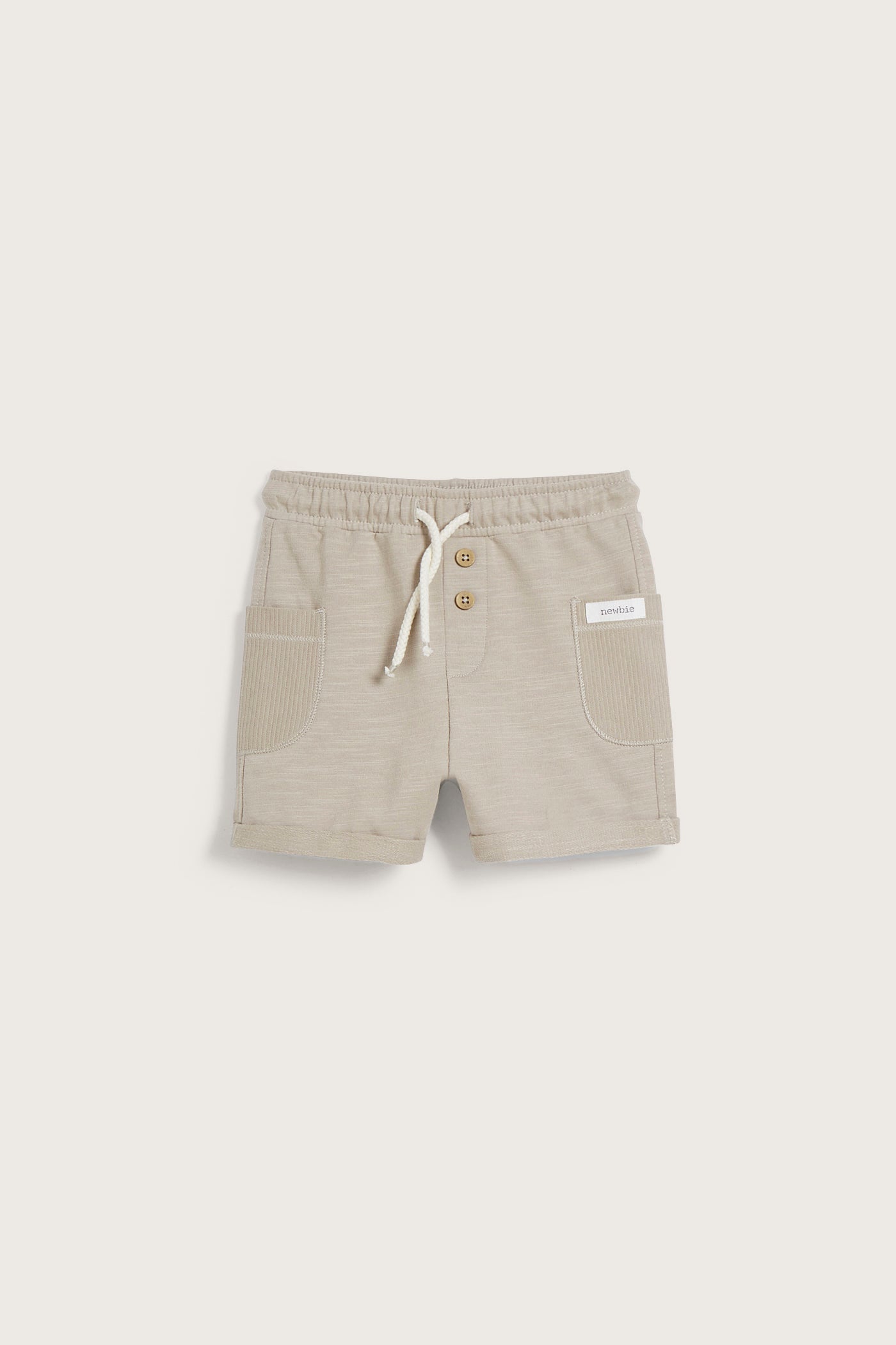 Baby beige slub jersey shorts