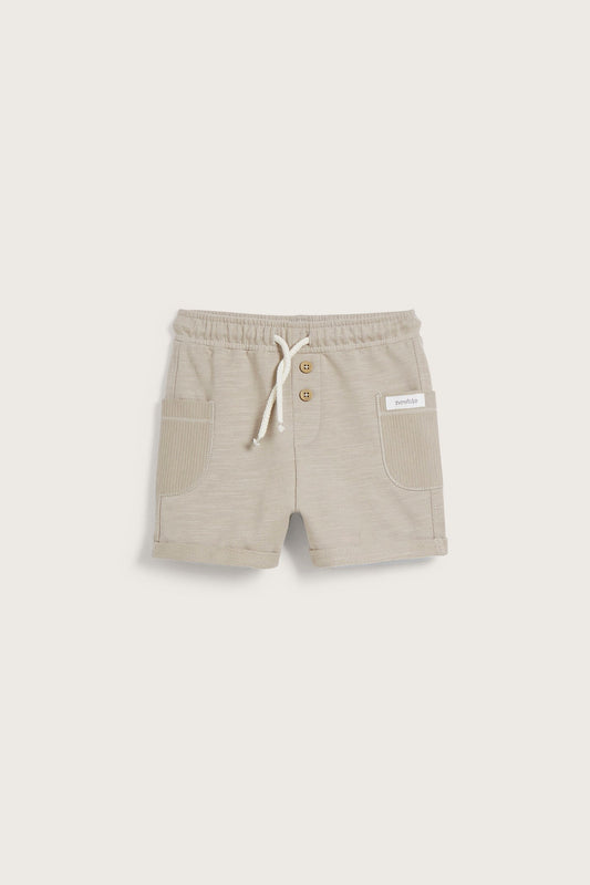 Baby beige slub jersey shorts