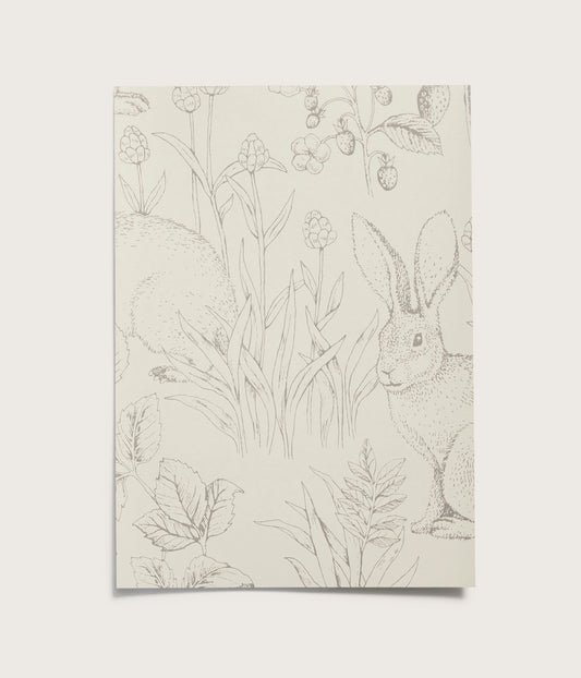 Forest Friends beige wallpaper sample