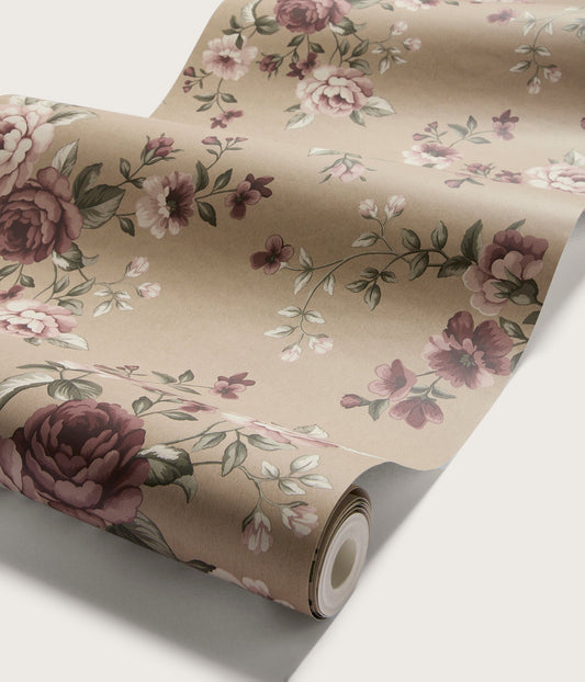 Nomi brown floral wallpaper