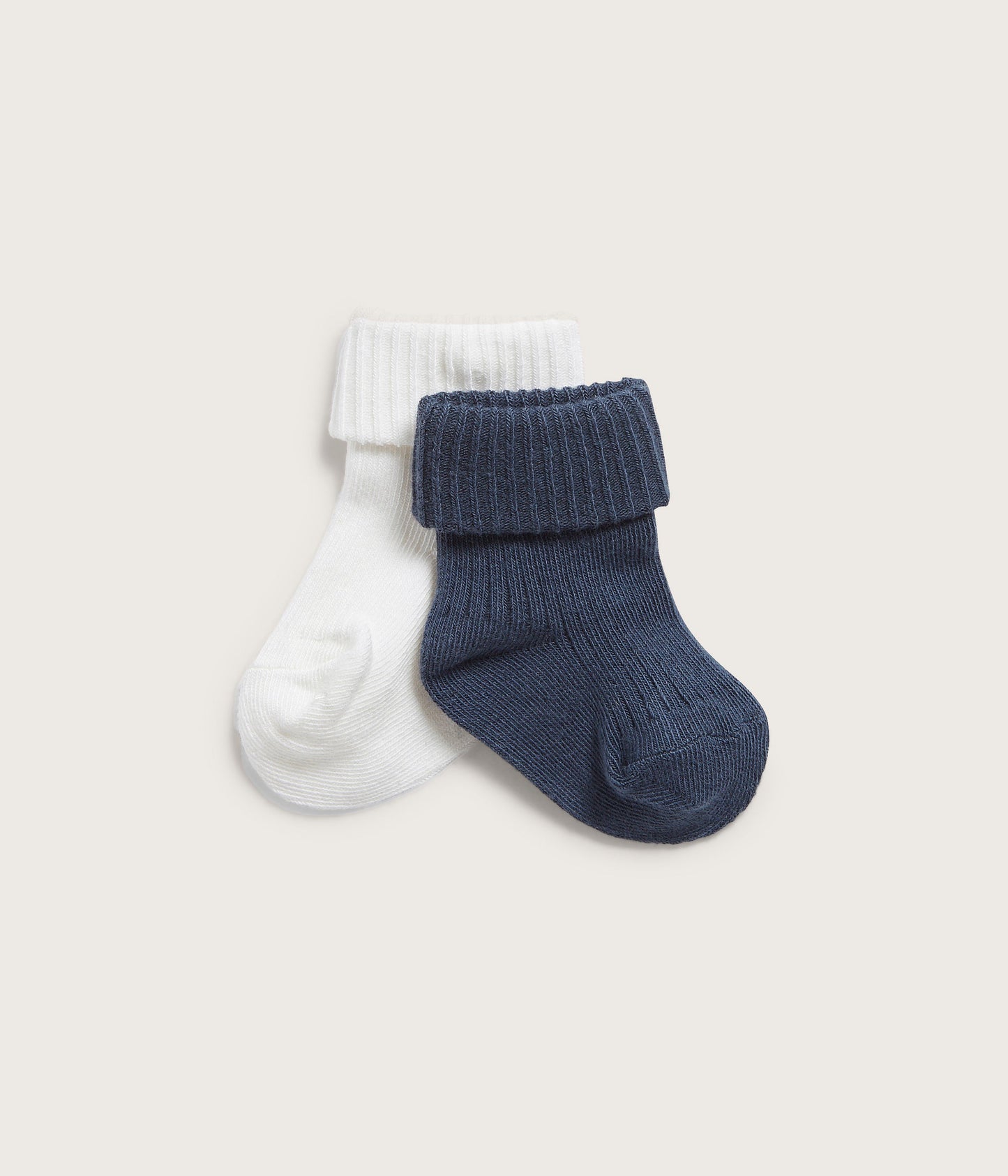 Baby blue/white folded cuff socks 2pk