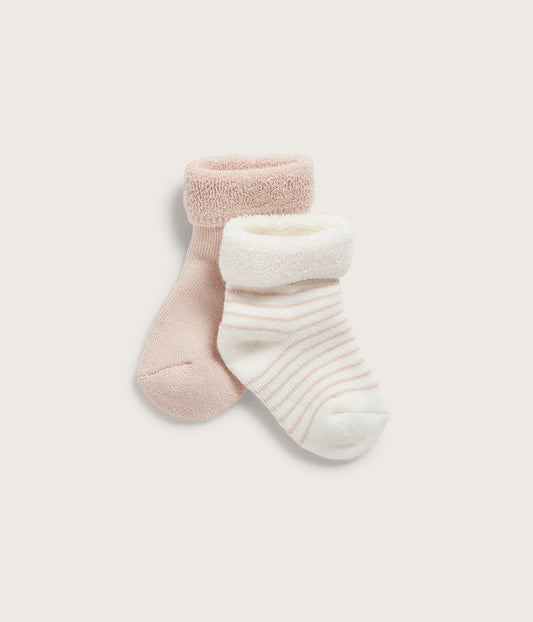 Baby pink/white socks 2pk