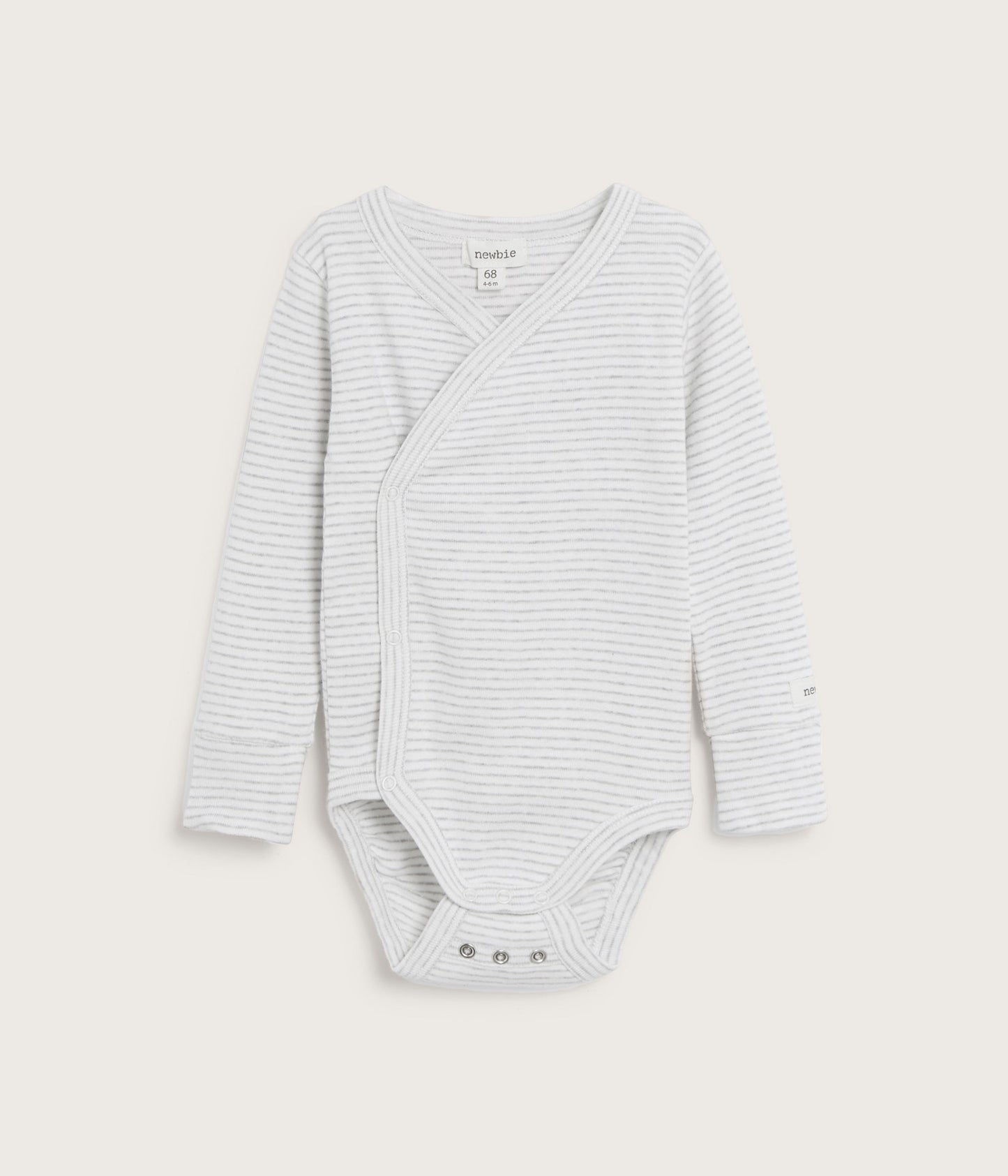 Baby grey striped wrap bodysuit